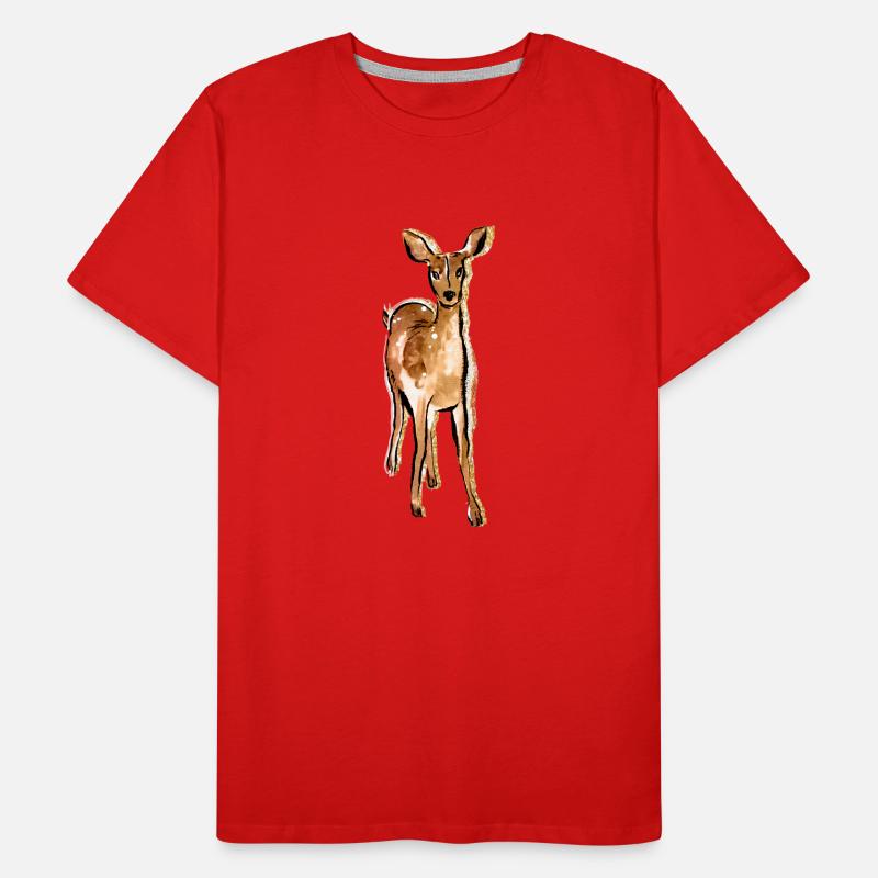 Nette Hand gezeichnete Rotwild Männer Premium Bio T-Shirt