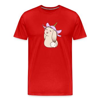 Adorable lapin avec un chapeau de fleurs - T-shirt bio Premium Homme - rouge - Devant - Damien (186cm)