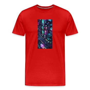 CYBERPUNK - T-shirt bio Premium Homme - rouge - Devant - Damien (186cm)