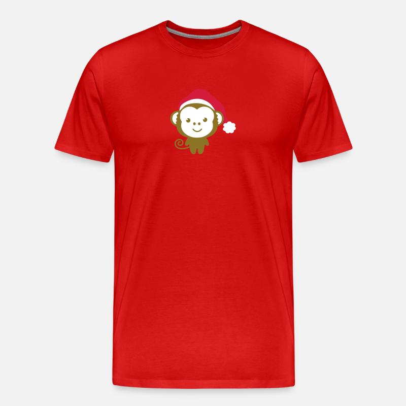 Christmas monkey - Männer Premium Bio T-Shirt - Rot