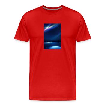 Aurores boréales, Nuit, Étoiles, Neige, Réflexion - T-shirt bio Premium Homme - rouge - Devant - Damien (186cm)