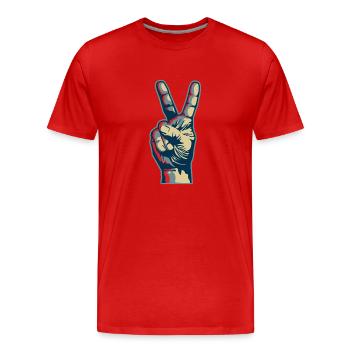 Peace hand - T-shirt bio Premium Homme - rouge - Devant - Damien (186cm)