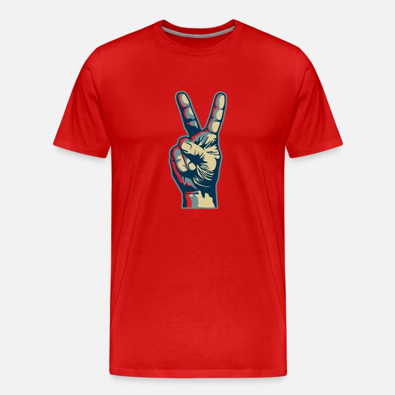 Peace hand - Männer Premium Bio T-Shirt - Rot