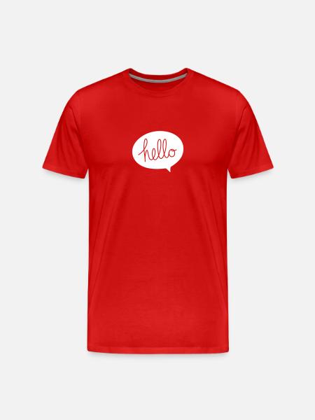 HELLO Sprechblase - Männer Premium Bio T-Shirt - Rot