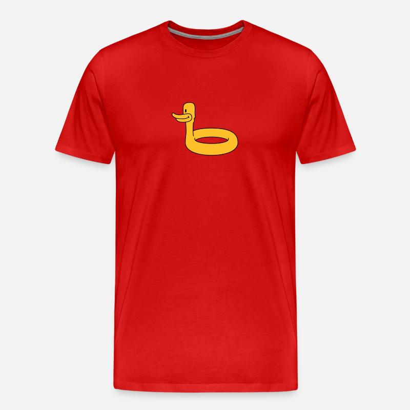 Duck Swimming Ring - Männer Premium Bio T-Shirt - Rot