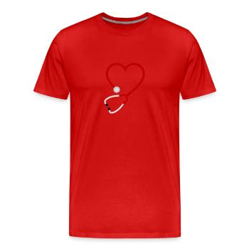 Stethoscope I heart medicine - Men's Premium Organic T-Shirt - red - Front - Damien (186cm)