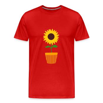 Fleur, Jaune, Fleur Jaune, Fleurs, Tournesol, Fleur - T-shirt bio Premium Homme - rouge - Devant - Damien (186cm)