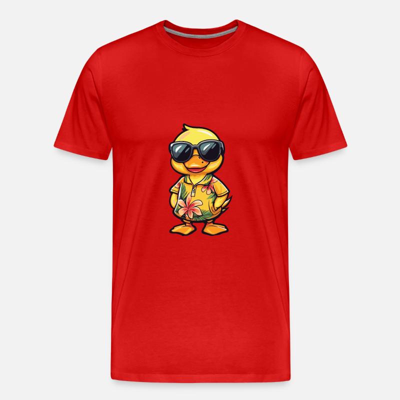 Ente Comic Urlaub - Männer Premium Bio T-Shirt - Rot