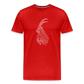 Steinbock weiß - Männer Premium Bio T-Shirt - Rot - Vorne - Damien (186cm)