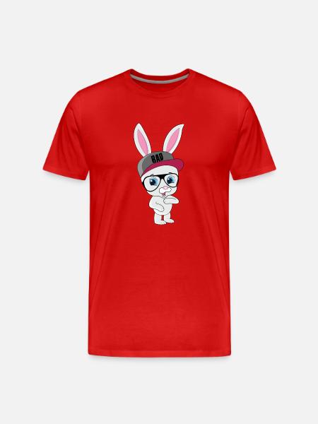 Cool bunny rabbit with cap and glasses - Men's Premium Organic T-Shirt - red