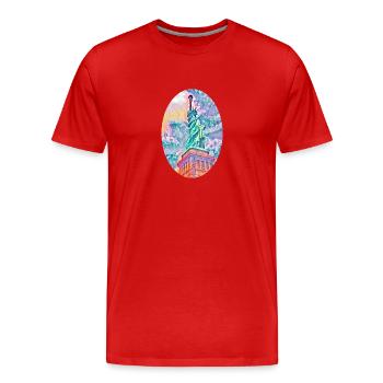 Statue de la liberté, New York, États-Unis - T-shirt bio Premium Homme - rouge - Devant - Damien (186cm)