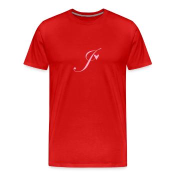Monogram J Heart Vine - Men's Premium Organic T-Shirt - red - Front - Damien (186cm)