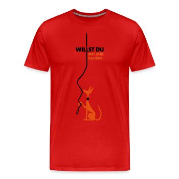 willst du mit mir gehen? - Männer Premium Bio T-Shirt - Rot - Vorne - Damien (186cm)
