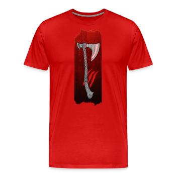 Poursuite de luminaire : Hache du chasseur - T-shirt bio Premium Homme - rouge - Devant - Damien (186cm)