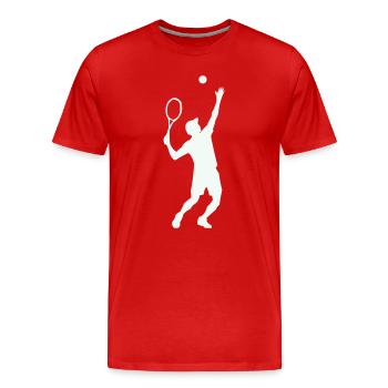 Tennis Silhouette im Sprung - Männer Premium Bio T-Shirt - Rot - Vorne - Damien (186cm)