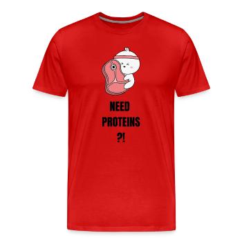 Besoin de protéines - T-shirt bio Premium Homme - rouge - Devant - Damien (186cm)