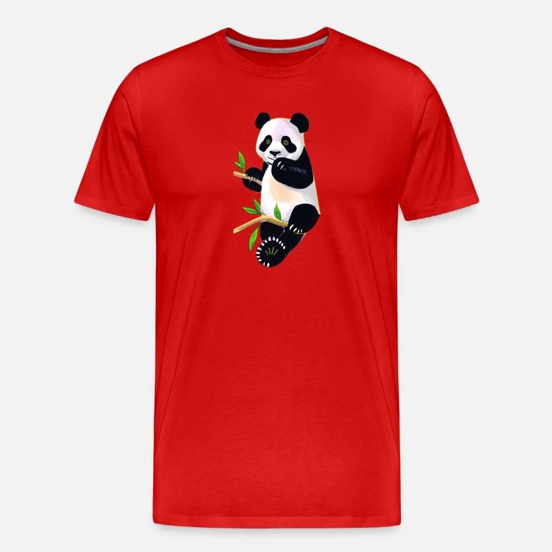 Süßer Panda auf Baum - Männer Premium Bio T-Shirt - Rot