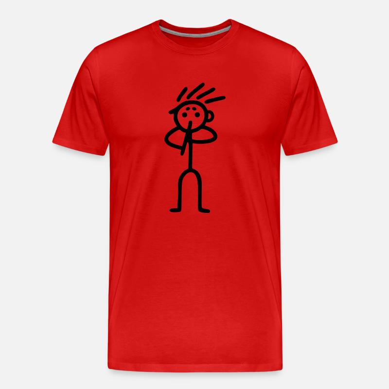 Strichmännchen Flöter - Männer Premium Bio T-Shirt - Rot