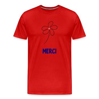 THANK YOU. THANKS. THANK YOU. ANNIVERSARY. BIRTH. - Men's Premium Organic T-Shirt - red - Front - Damien (186cm)