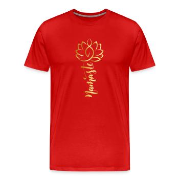 Fleur de Namaste lotos - T-shirt bio Premium Homme - rouge - Devant - Damien (186cm)