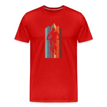 Mountainbike Stripes Mountain vintage - Männer Premium Bio T-Shirt - Rot - Vorne - Damien (186cm)