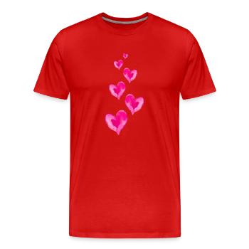 Symbole d'amour coeurs Saint Valentin - T-shirt bio Premium Homme - rouge - Devant - Damien (186cm)