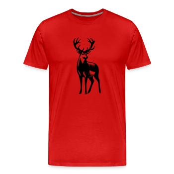 Hirsch Geweih Symbol Wappen Piktogramm Vektor - Männer Premium Bio T-Shirt - Rot - Vorne - Damien (186cm)