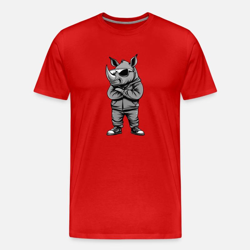 Nashorn Comic - Männer Premium Bio T-Shirt - Rot