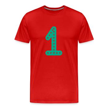 1 YEAR. 1st BIRTHDAY. ANNIVERSARY 1 YEAR.1 - Men's Premium Organic T-Shirt - red - Front - Damien (186cm)