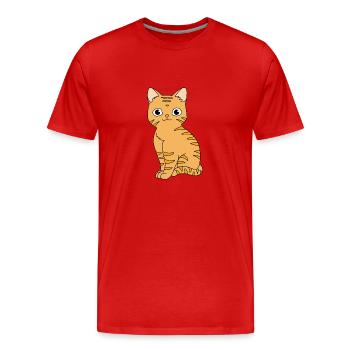 Tabby Cat - Men's Premium Organic T-Shirt - red - Front - Damien (186cm)