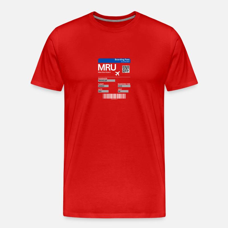Mauritius Bordticket Flug Urlaub Idee - Männer Premium Bio T-Shirt - Rot