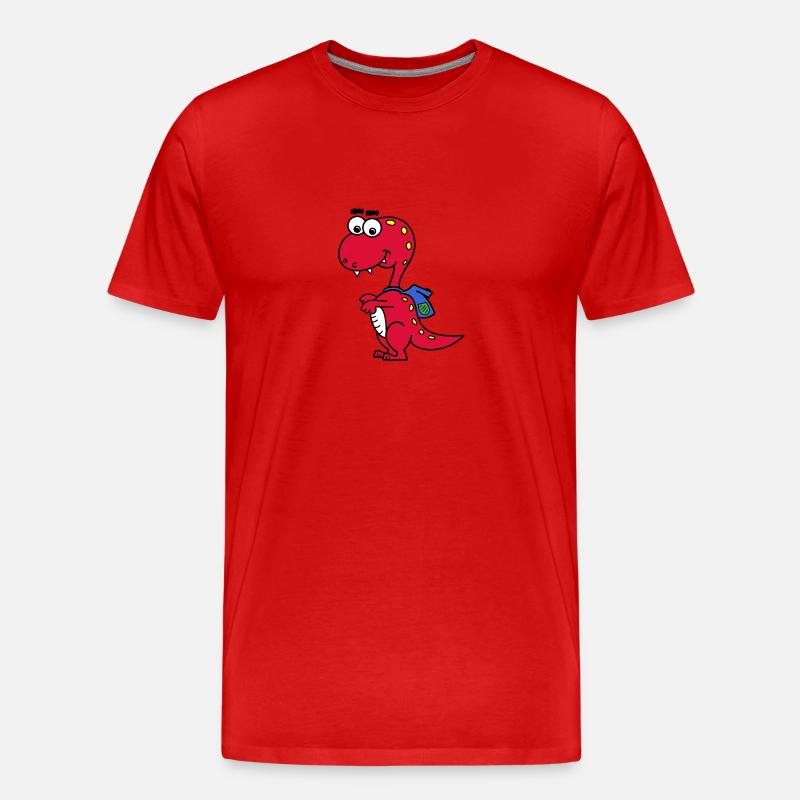 T-Rex mit Rucksack - Männer Premium Bio T-Shirt - Rot