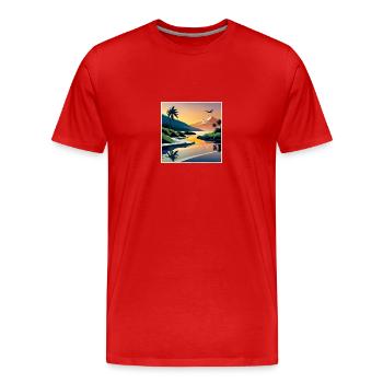 Warm landscape drawn - Men's Premium Organic T-Shirt - red - Front - Damien (186cm)