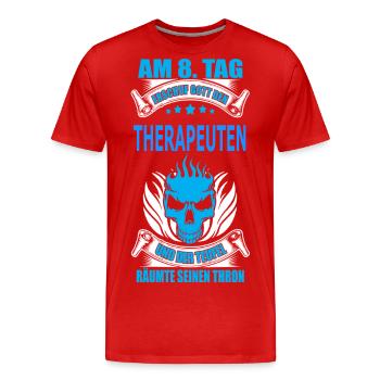 THERAPEUTEN - Männer Premium Bio T-Shirt - Rot - Vorne - Damien (186cm)