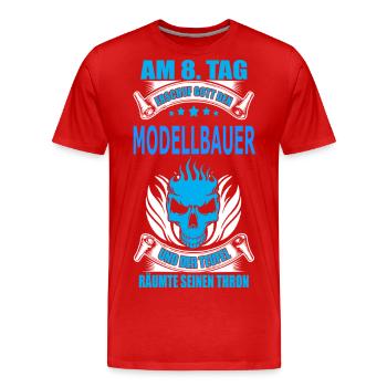 MODELLBAUER - Männer Premium Bio T-Shirt - Rot - Vorne - Damien (186cm)