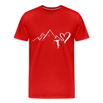 Heart - Mountain - Skiing - (6) - Men's Premium Organic T-Shirt - red - Front - Damien (186cm)