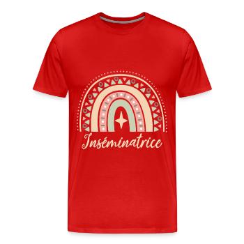 Cadeau Inséminatrice. Boho Rainbow inséminatrice. - T-shirt bio Premium Homme - rouge - Devant - Damien (186cm)
