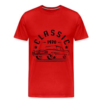 Classic 1970. - Men's Premium Organic T-Shirt - red - Front - Damien (186cm)