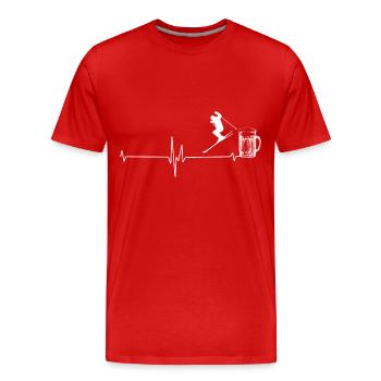Beer - Heart palpitations - Skiing - (3) - Men's Premium Organic T-Shirt - red - Front - Damien (186cm)