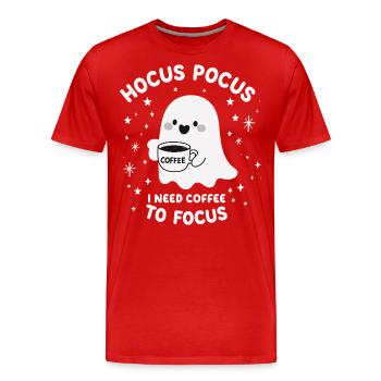 Hocus Pocus J’ai besoin de café pour me concentrer - T-shirt bio Premium Homme - rouge - Devant - Damien (186cm)