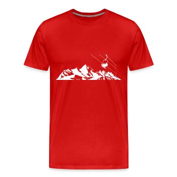 Mountain - Skiing - (20) - Men's Premium Organic T-Shirt - red - Front - Damien (186cm)