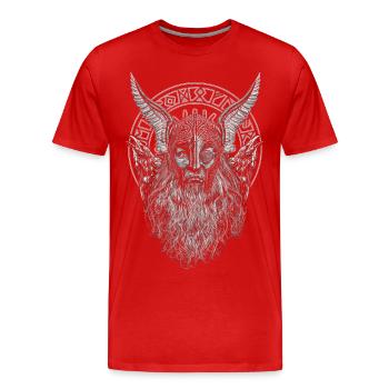 ODIN UND SEINE RABEN - Männer Premium Bio T-Shirt - Rot - Vorne - Damien (186cm)