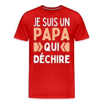Je Suis Un Papa Qui Déchire Idée Cadeau Père Drôle - T-shirt bio Premium Homme - rouge - Devant - Damien (186cm)