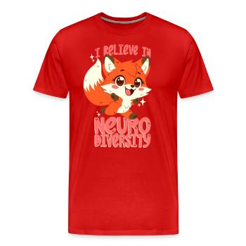 Neurodiversité - T-shirt bio Premium Homme - rouge - Devant - Damien (186cm)