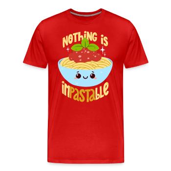Pasta Wortwitz - Männer Premium Bio T-Shirt - Rot - Vorne - Damien (186cm)