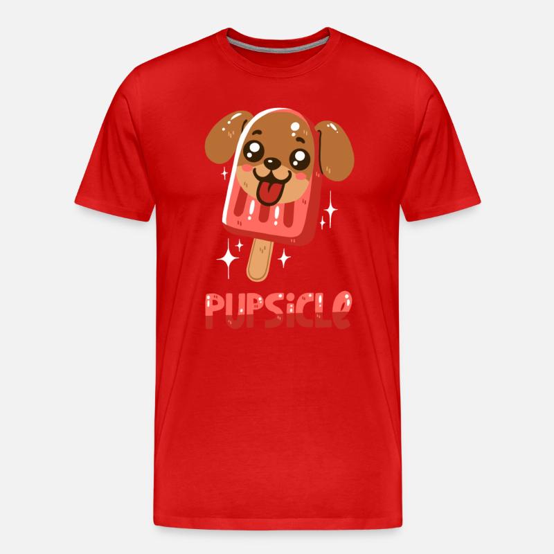 Hund-Eis am Stiel - Männer Premium Bio T-Shirt - Rot