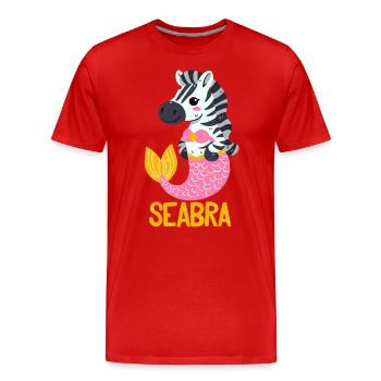 Sea Zebra Pun - Men's Premium Organic T-Shirt - red - Front - Damien (186cm)