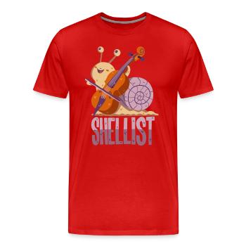 Cello Pun - Men's Premium Organic T-Shirt - red - Front - Damien (186cm)