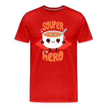 Superhelden-Suppe - Männer Premium Bio T-Shirt - Rot - Vorne - Damien (186cm)