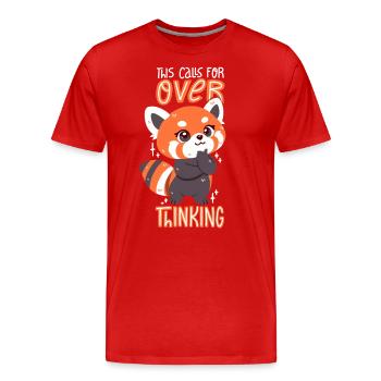 Le panda roux réfléchit trop - T-shirt bio Premium Homme - rouge - Devant - Damien (186cm)